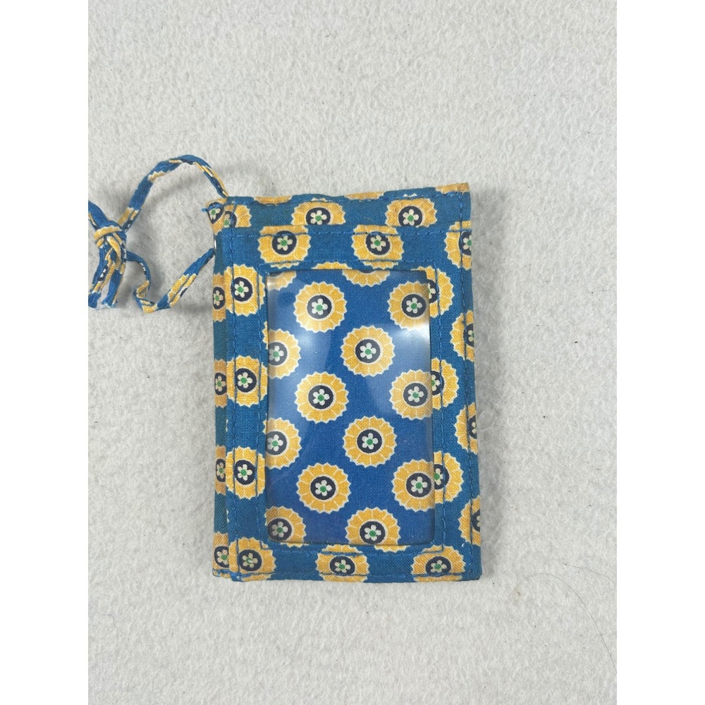 Vera Bradley ID Case Wallet Women Small Blue Yellow Floral Preppy